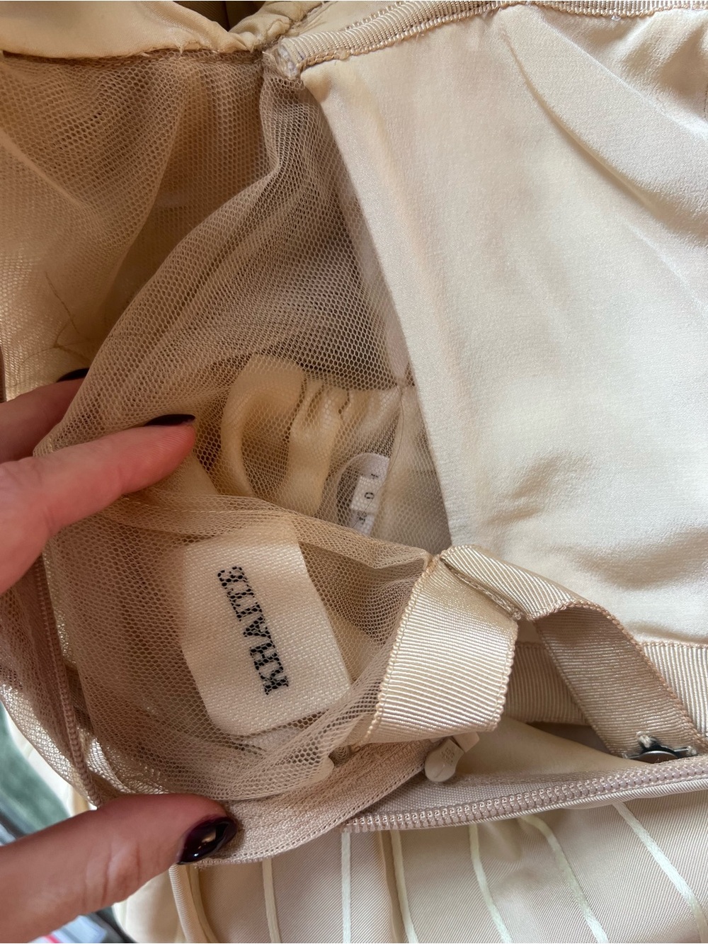 KHAITE Cream Pinstripe Puff-Sleeve Peplum Top - Picture 3 of 10